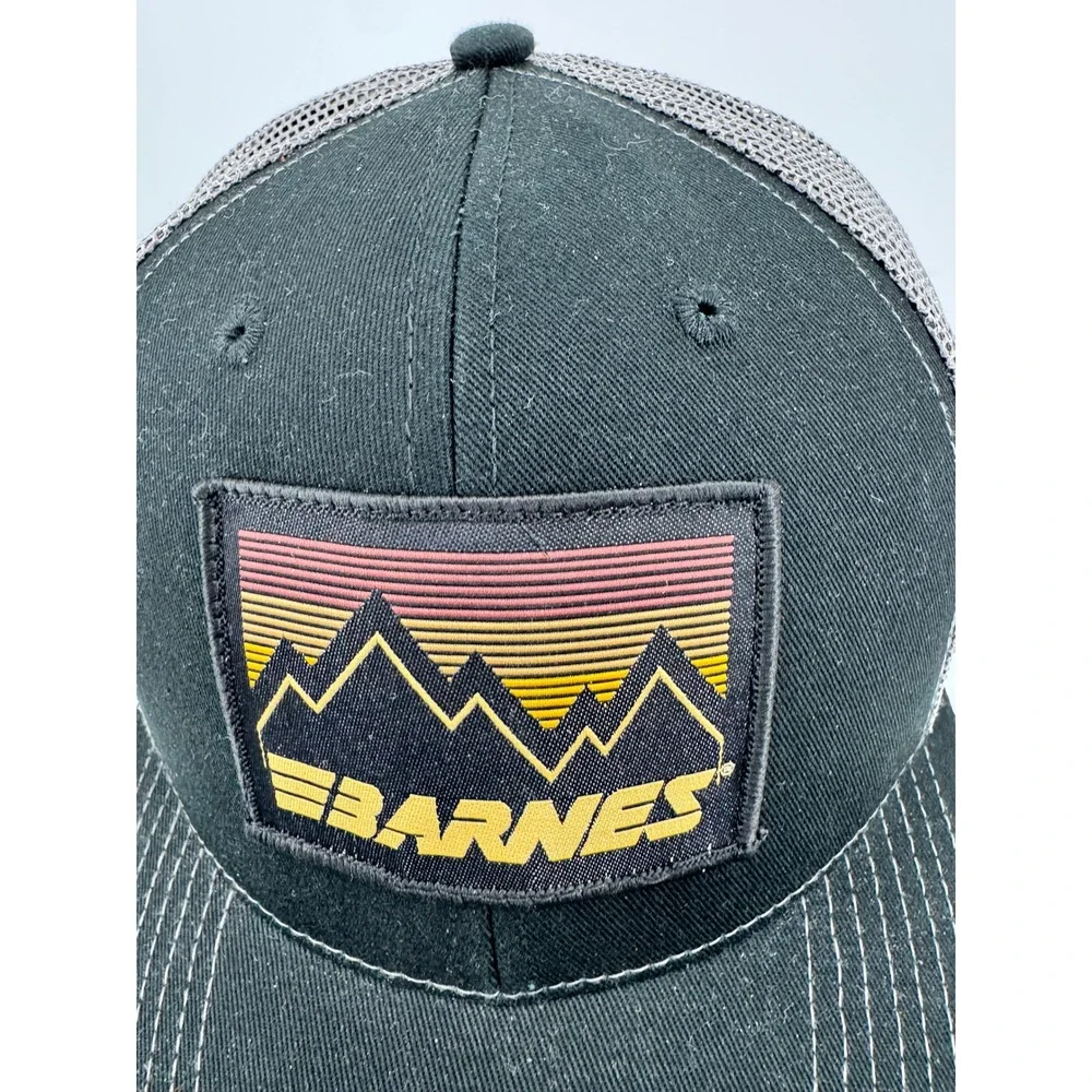 BARNES Trucker‎ Hat Mens Black Mesh Trucker Cap Mountain Graphic Outdoor
